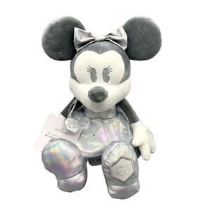 Disney Hallmark Minnie Mouse Plush 100 Years of Wonder Silver 14" Sparkly NEW